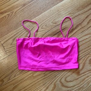 Neon Pink Cami Crop Top (Bandeaus)- Versatile and Stretchy, Size Small